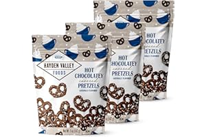 Hayden Valley Foods Hot Chocolatey Covered Pretzels - 5 oz Bags (Pack of 3) - No Artificial Flavors, Preservatives or Colors - Gourmet Bulk Holiday Snacks