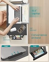 SONGMICS Bed Laptop Table Bamboo Desk 15.6 inch Tilt Height Drawer view 4