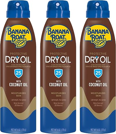 Banana Boat Ultramist Protective Tanning Dry Oil SPF 25, 6oz (3 Pack)