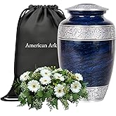 American Ark Memorials Cremation Urns for Human Ashes, Elegant Blue Memorial Urn with Secure Lid for Men and Women