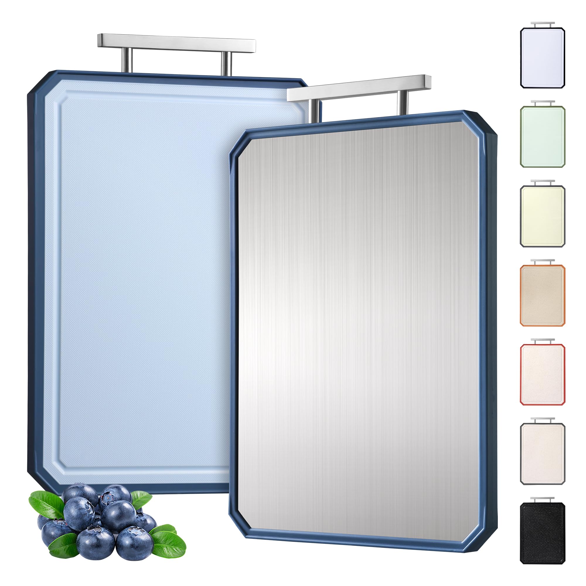 Photo 1 of 2 in 1 Stainless Steel Cutting Board with Handle Chopping Large Big Small Metal Meat Butcher Block not Titanium Madera Glass Marble Stone Kitchen Tablas Cocina Cortar Picar Regalos Mujer Mama Abuela