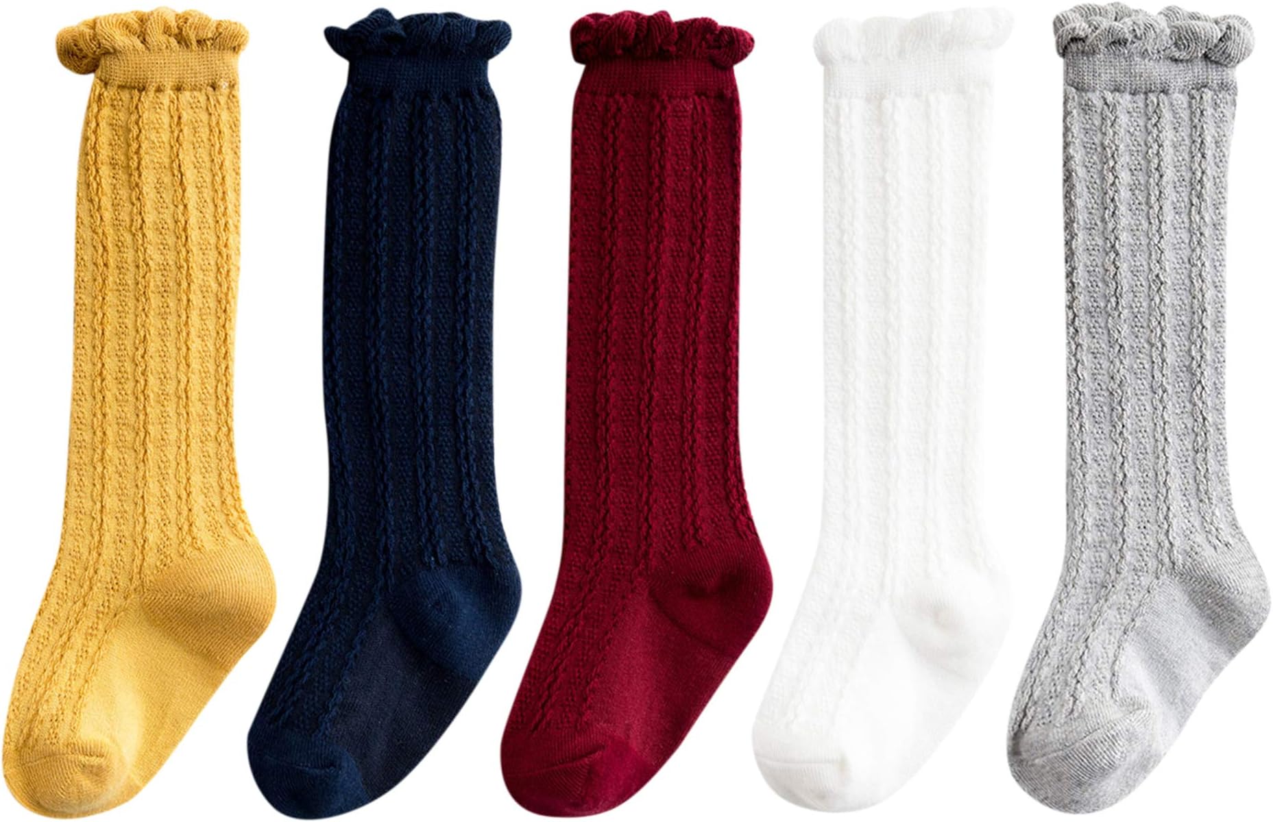 Azue Baby Girl Knee High Socks Newborn Infant Cotton Cable Knit Stockings Unisex Baby Long Socks Toddler Sock Tights