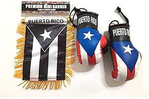 PRK 14 Puerto Rico Flag, Puerto Rican Car Flag, Puerto Rico Boxing Gloves
