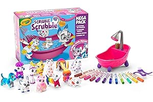 Crayola Scribble Scrubbie Pets Mega Pack (12 Pets), Reusable Pet Care Toy, Dog & Cat Toys for Kids, Holiday Gift for Girls & Boys, 3+