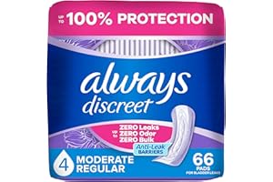 Always Discreet Adult Incontinence Pads for Women, Moderate Absorbency, Regular Length, Postpartum Pads, 66 Count