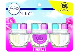 Febreze Plug In Air Freshener, Odor-Fighting Scented Oil Refill, Air Fresheners for Home and Bathroom and Kitchen, Long Lasting for Strong Odors, Downy April Fresh Scent, 0.87oz Refills, 3 Count