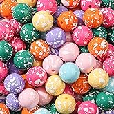 ANCADN 16mm Acrylic Beads 100pcs Color Point Bead Chunk Bubblegum Beads for Pens for Necklace Jewelry Bracelets DIY Crafts Making (Light Color&White)