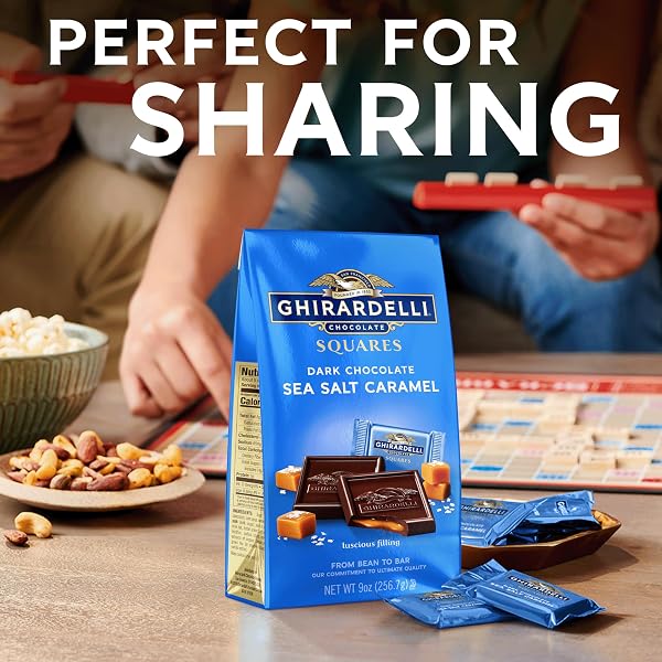 GHIRARDELLI DARK CHOCOLATE SEA SALT CARAMEL SQUARES , 5.32 OZ BAG