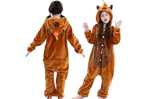 MICHLEY Animal Hooded Romper Kids Flannel Halloween Cosplay Costume 3-12T for Autumn Winter
