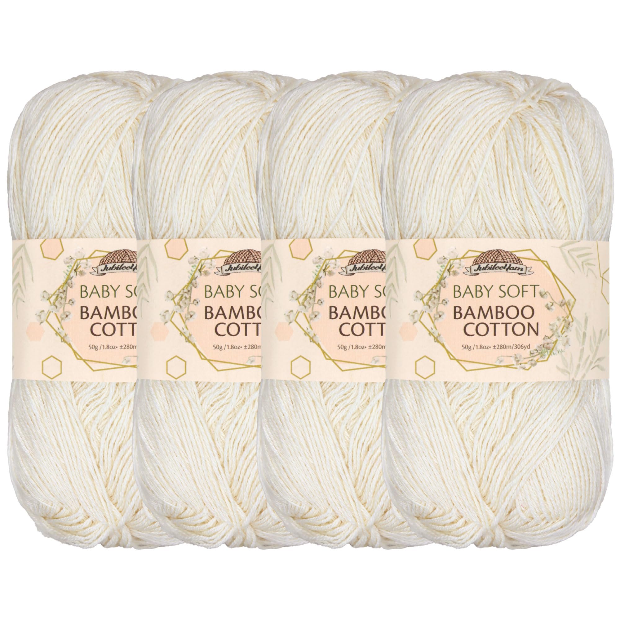 JubileeYarn Baby Soft Bamboo Cotton Yarn - 50g/Skein - Moon Beam - 4 Skeins — image 1