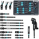 LIBRATON 17PCS Impact Socket Adapter Set, 1/4 3/8 1/2 Square Drive | Socket Adapter, Drill Bit Extension, Swivel Joint, Quick Release Bit Holder for Impact Driver Drill Ratchet Wrench