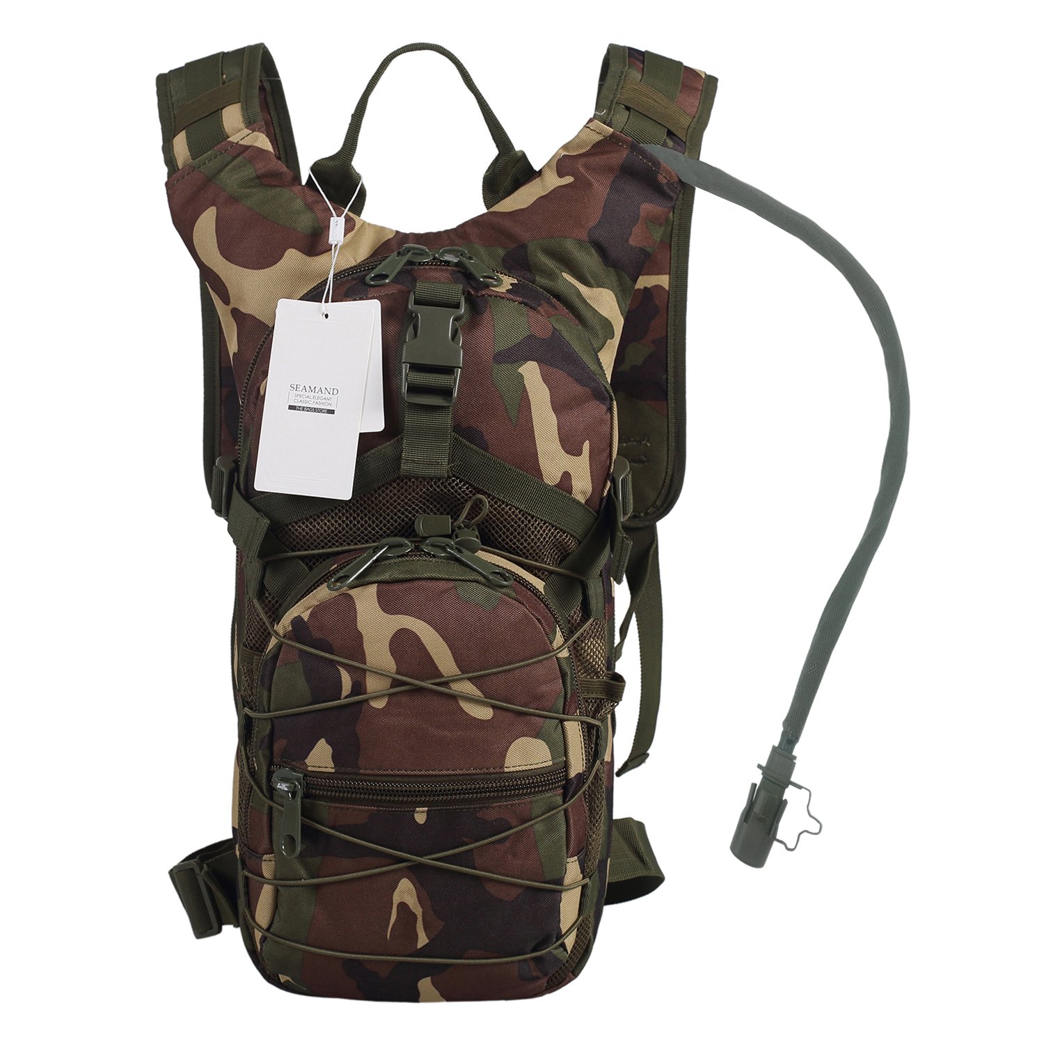 seamand Hydration Backpack with 3L Water Bladder for Hiking and Climbing (Woodland)