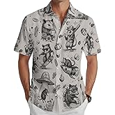Funny Hawaiian Shirt for Men Vintage Print Short Sleeve Button Down Casual Summer Party Shirt