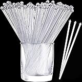 Aboat 120 Pieces 7.3 Inch Plastic Round Top Swizzle Sticks, Crystal