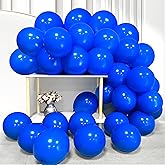 Firomi Royal Blue Balloons 12-inch 100 Pack Big Helium Shiny Round Blue Thicken Latex Balloon for Wedding Birthday Blue Theme Party Balloons (with 3 Ribbons)