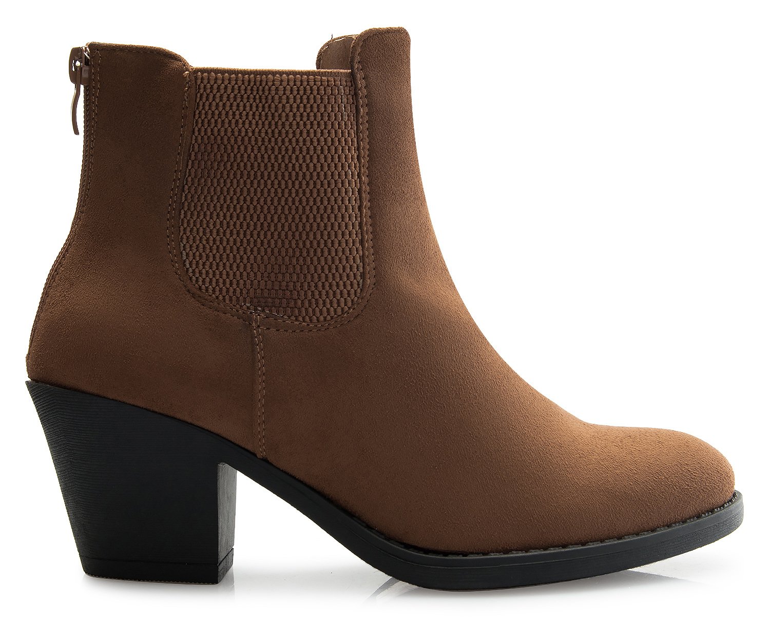 Olivia K Women's Chelsea Ankle Boot Back Zipper Bootie Suede Wrapped Low Heel - Image 3