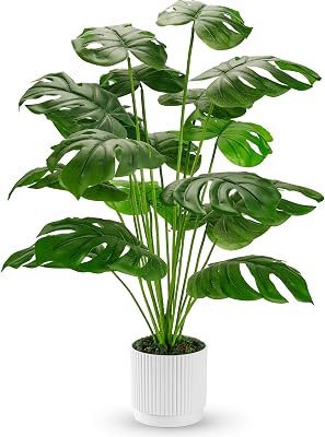 Plantas Artificiales Grandes de 28 Pulgadas, Plantas Artificiales en Maceta de Monstera para Interiores y Exteriores, Sala de Estar, casa, Suelo, Porche Delantero, decoración de árbol
