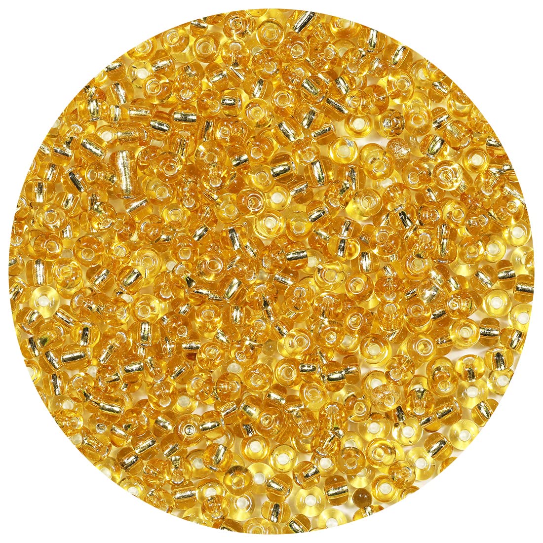 Bala&Fillic Clear Golden Lined Color 4mm Seed Beads About 1200pcs/100Grams in Bag, 6/0 Glass Craft Beads for Making Bracelet and Necklace (Clear Golden Lined) — image 1