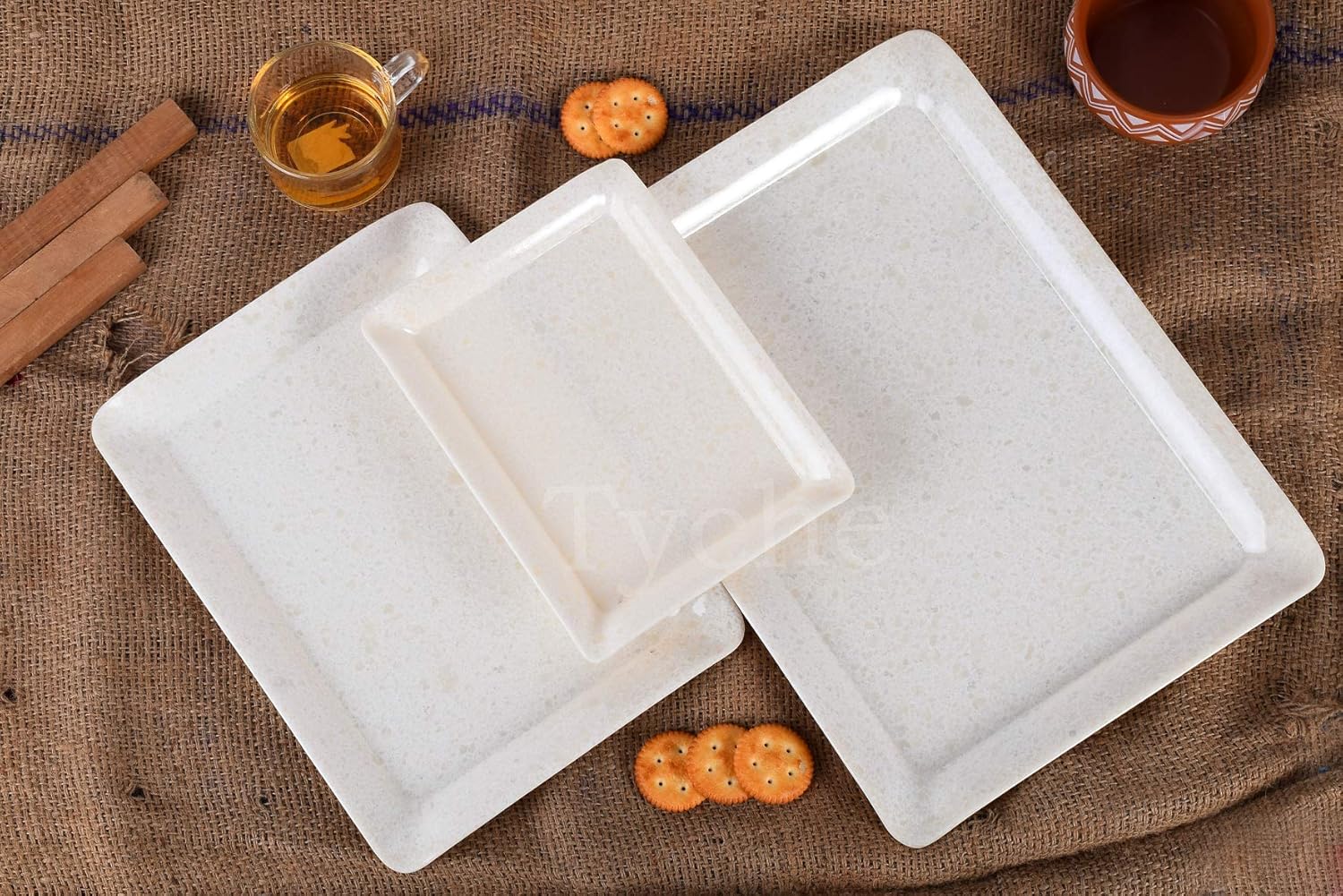Buy Melamine Serving Tray Set of 3 with Small/Medium/Large Size and