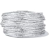 FANCY SHINY Boho Leather Bangle Bracelets Stackable Layer Wrap Strand Bracelets with Magnetic Clasp Handmade Trendy Jewelry for Women