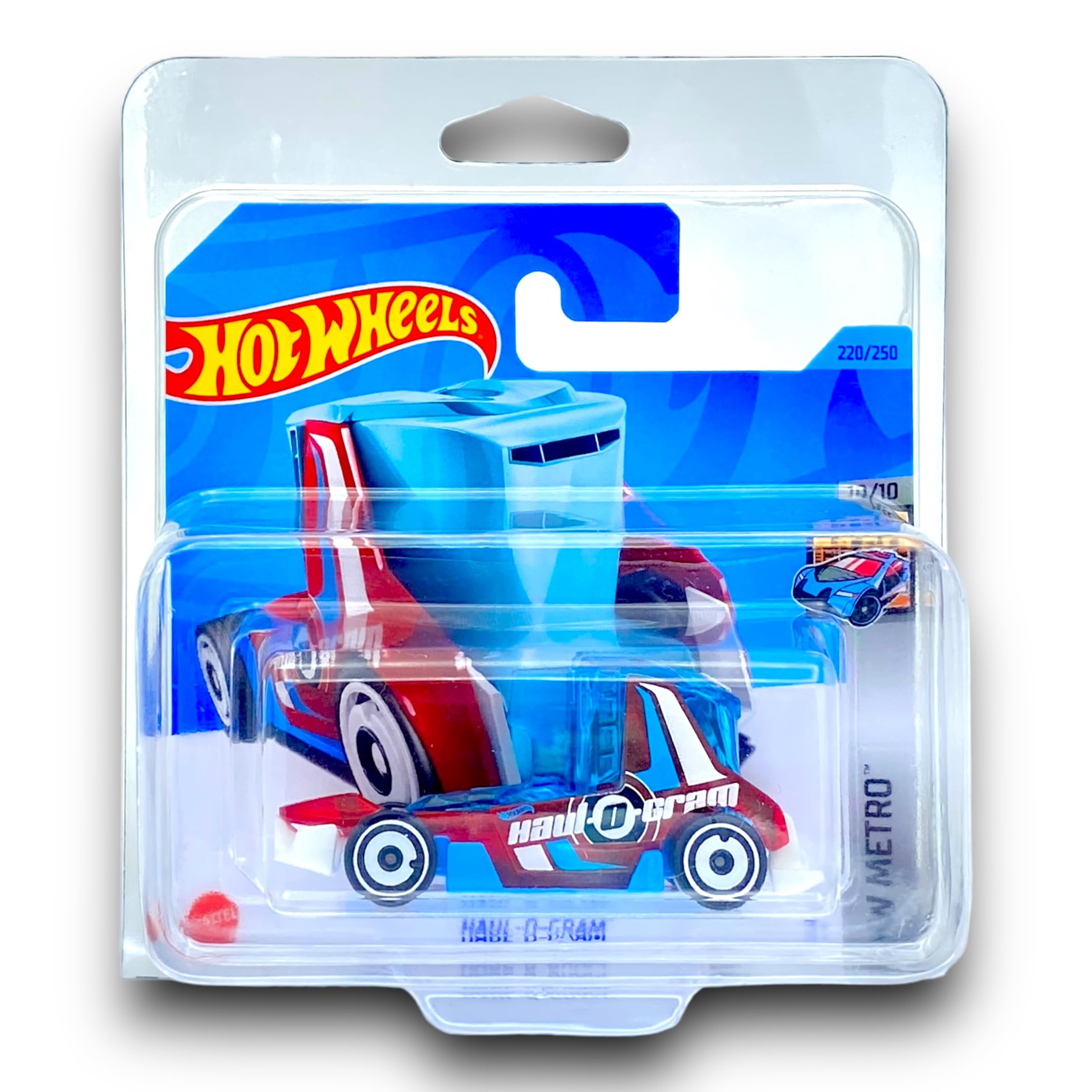 Hot Wheels Haul-O-Gram (Red, White & Blue) 10/10 HW Metro - 2023-220/250 (Short Card) - COMES IN A KLAS CAR KEEPER PROTECTIVE COLLECTORS CASE - HKG95
