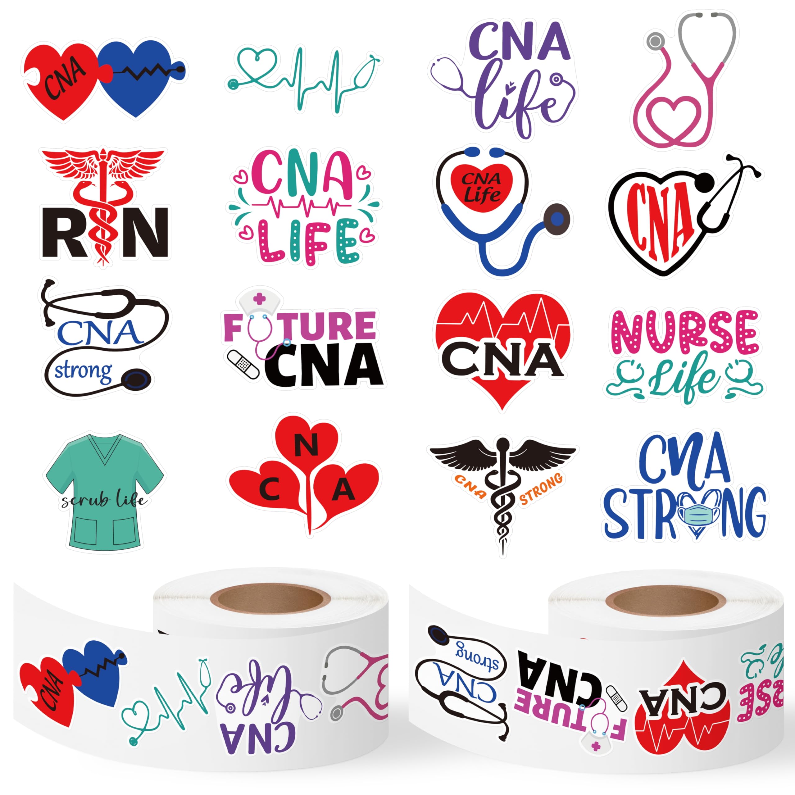 BkeeCten Certified Nursing Assistant Stickers - 1000pcs Cute Nurse CNA Waterproof Vinyl Reusable Laptop Stickers Coloring Book Scrapbook Water Bottle Page Activity Pad Nurse Party Favors Skateboard