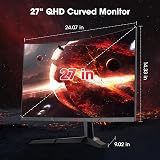 KOORUI 27 Inch QHD 1440P 180Hz VA Curved Gaming Monitor 1ms Adaptive Sync VESA view 3