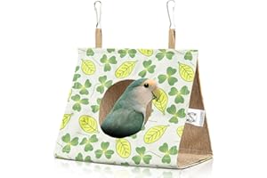 HASSLICKIT Bird Hut Parrot Bed Hanging Hammock Tent, Summer Breathable Bird Nest Snuggle Hut for Small Parrots, Budgerigar, Parakeet, Conure, Cockatiel, Mynah, Love Birds, Finches (Yellow, S)