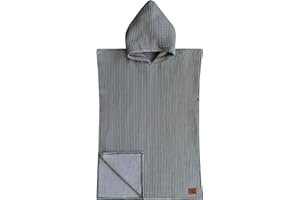 Jade&Kai Hooded Towel for Kids | Snaps into a Poncho | Organic Cotton Waffle | Lightweight and Absorbent | Bath, Beach, and Pool | Multiple Colors | (Large (6-10 Yrs), Dove)