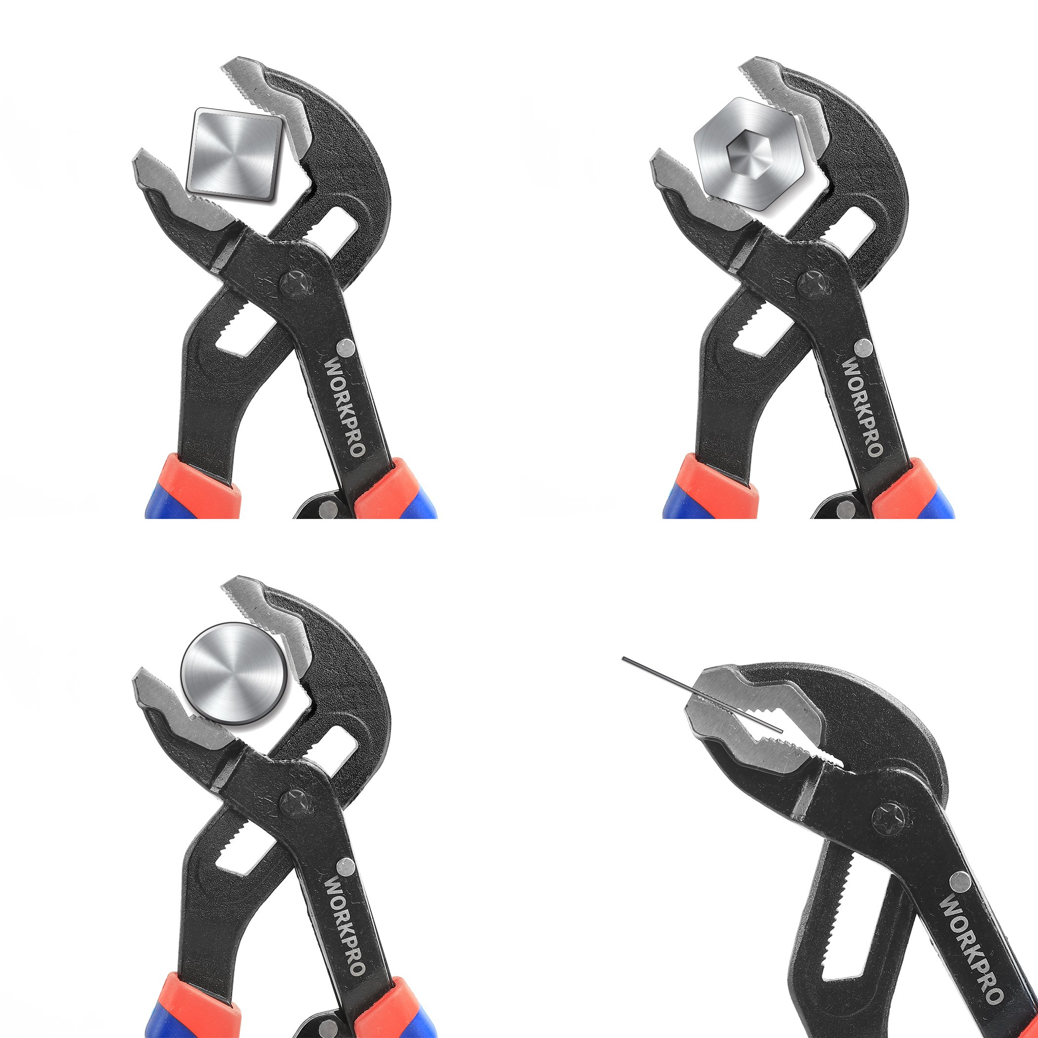 WORKPRO Water Pump Pliers Set Selfadjusting Groove Joint Wrench