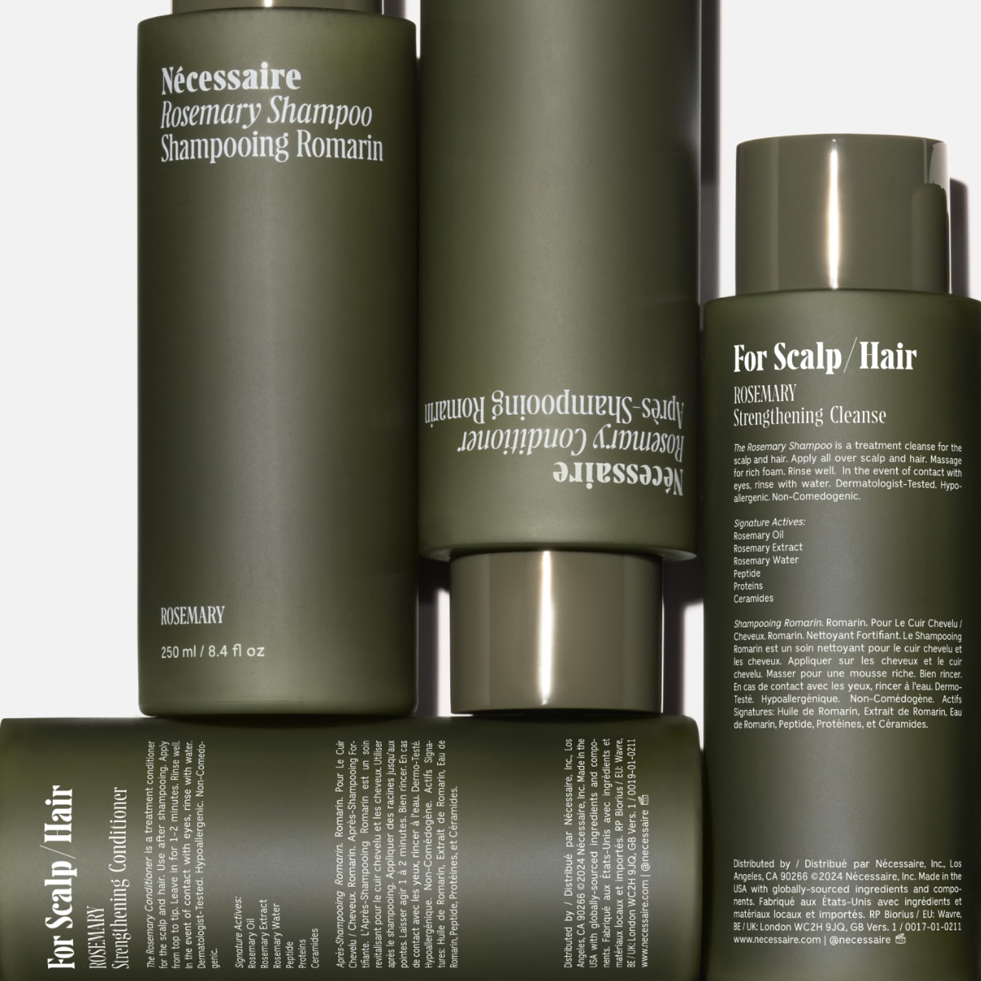 Nécessaire Rosemary Hair Duo | Multi-Protein Strengthening Shampoo + Conditioner For Thinning Hair. For Women + Men. Good For All Hair Types/Textures. Free Of Sulfates. Color-Safe. 250 ml / 8.4 oz