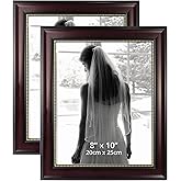 GraduationMall 8x10 Picture Frames, Real Glass, Display Photos for Wall or Tabletop, Mahogany with Gold Beads, 2-Pack