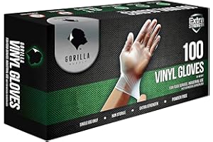 GORILLA SUPPLY Disposable Heavy Duty Vinyl Gloves Latex & Powder Free, BPA Free Food Safe, 100, 300, 1000, S, M, L, XL