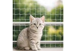 FLUXIONOVA Cat Balcony Net – Transparent Nylon Safety Screen for Balconies, Windows, Patios & Catios; Apartment-Friendly Garden/Deck Netting; Weather-Resistant, Cut-to-Fit; Install Kit Included;（White）