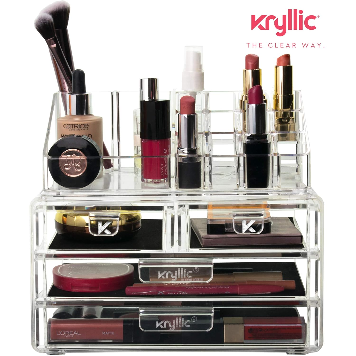Acrylic Vanity Makeup Cosmetic Organizer 16 slot 4 box drawer storage