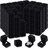 Misdary 180 Pcs Velvet Ring Boxes, Black Ring Case Earring Jewelry Case for Wedding Ceremony Engagement Birthday Gifts Proposal Anniversary, 2.13 x 2.01 x 1.54 Inches