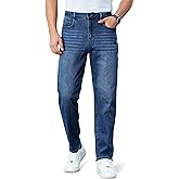 Cotrasen Men's Jeans Regular Fit Stretch Denim Pants Straight Classic Casual Pants