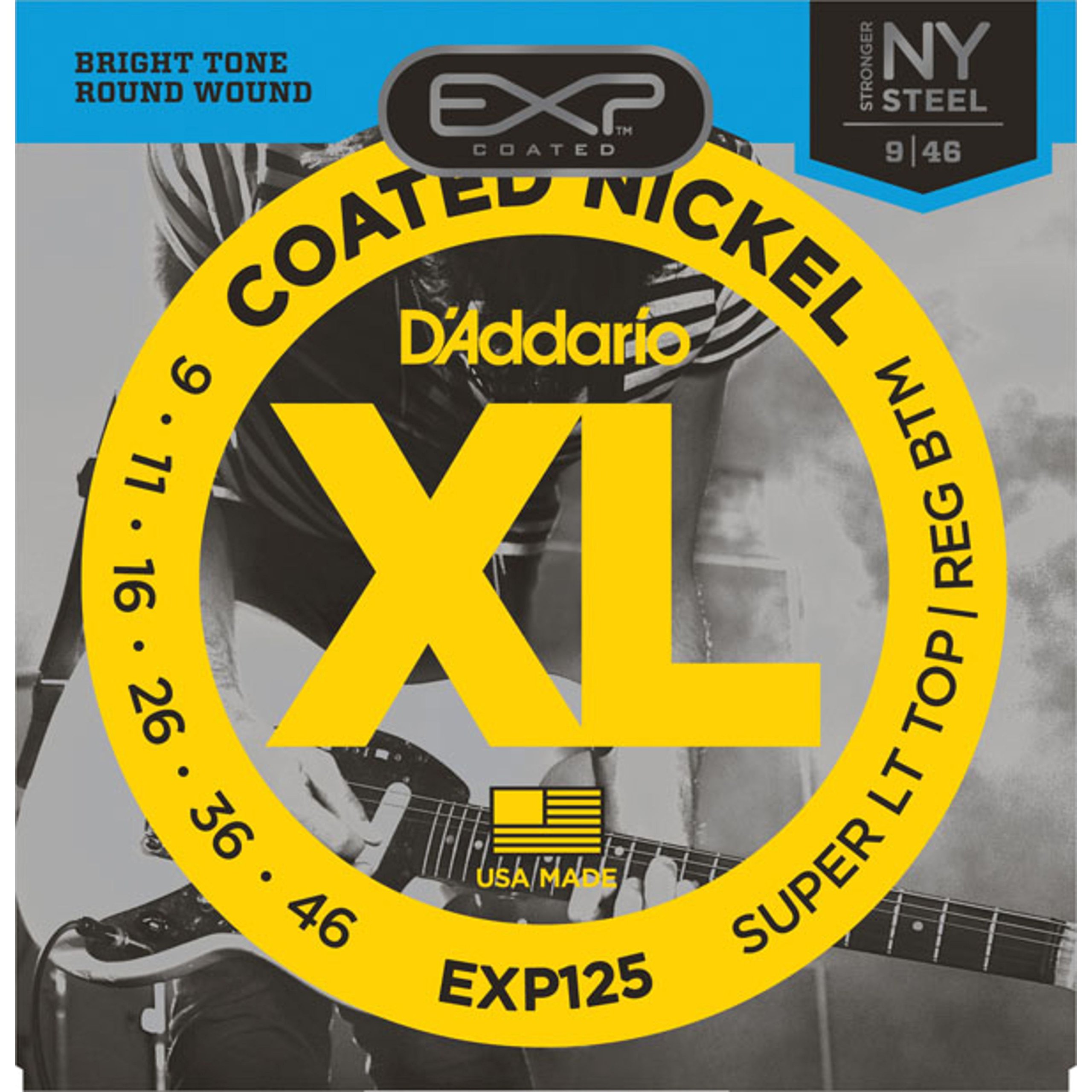 D'Addario EXP125 Coated Nickel-Plated Steel Super Light Top/Regular Bottom Electric Guitar Strings