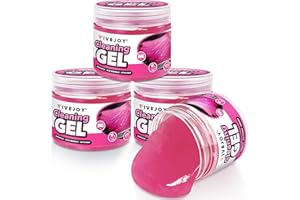 FiveJoy 4Pack Car Cleaning Gel, Car Putty for Cleaning for Cars Interior, Reusable & Durable Car Detailing Tools, Dust Cleaning Gel for Keyboard Vent Cleaner Pink Car Goop (640g/22.4oz)