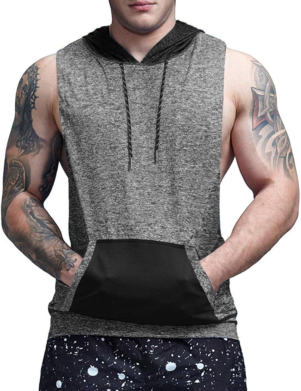 COOFANDY Mens Gym Tank Top Sleeveless Workout Hooded