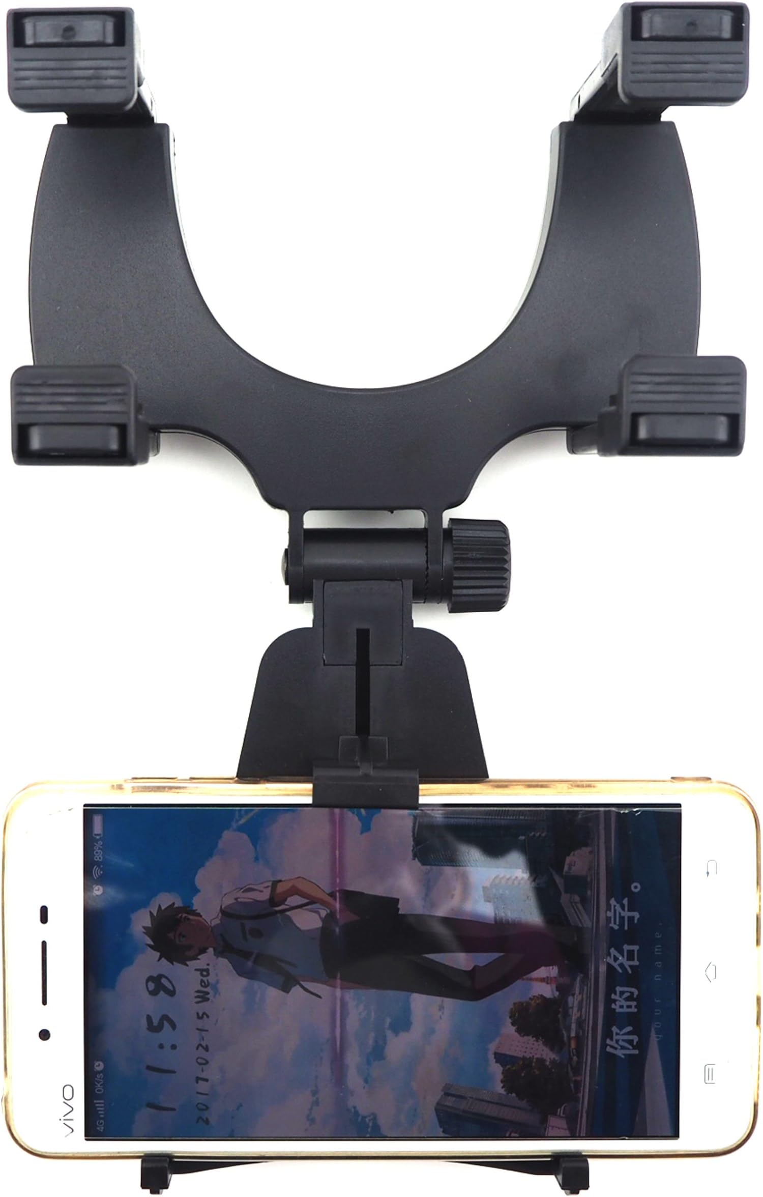 WayWay Car Phone Holder 360 Degrees Car Auto Rearview Mirror Mount Cell Phone Holder Bracket Stands Cradle For iPhone Mobile Phone GPS(Black,Pack of 1)