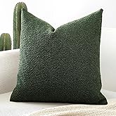 OTOSTAR Set of 1 Textured Boucle Throw Pillow Covers Square Pillow Cases Cozy Soft Decorative Couch Cushion Case for Chair Sofa Bedroom Living Room Home Decor 20 x 20 Inch, Forest Green