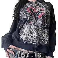 トップス Y2K graphic design zip up striped hoodie 81Rfj3oadTL._AC_UY350_.jpg
