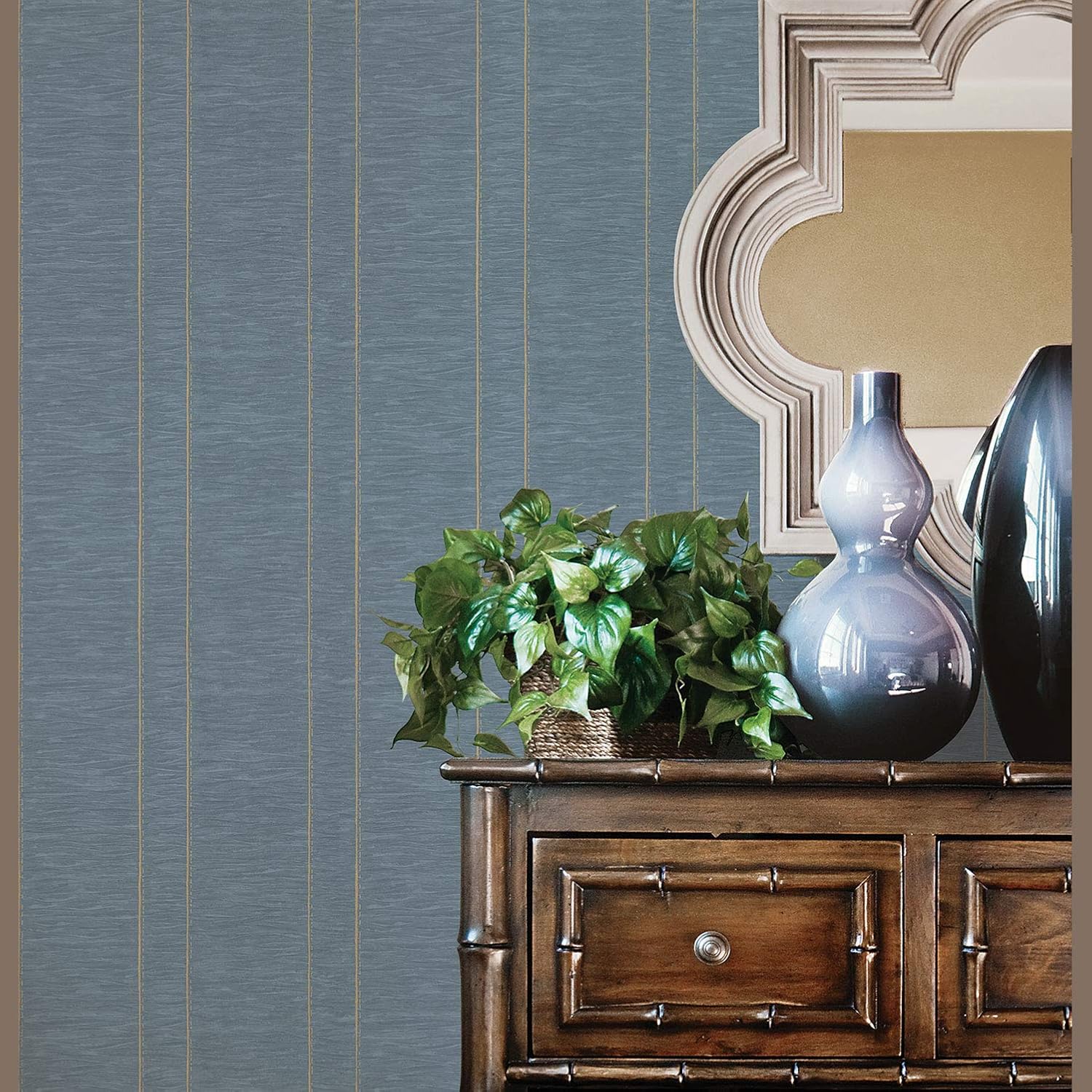 Galerie G67642 Palazzo Textured and Striped Design Wallpaper, Blue, 10m x 53cm - Image 3