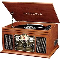 Victrola Nostalgic 6-in-1 Bluetooth Record Player & Multimedia Center with Built-in Speakers - 3-Speed Turntable, CD & Casset