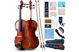 SSIUKLRR Violin 4/4 Full Set,Beginner Violin for Adults,Kids,Students,4/4 Violin with spruce,maple and ebony accessories,Full Size Violin with 13 pieces for Beginner Ages 11+,Professional Performers(Natural-A)
