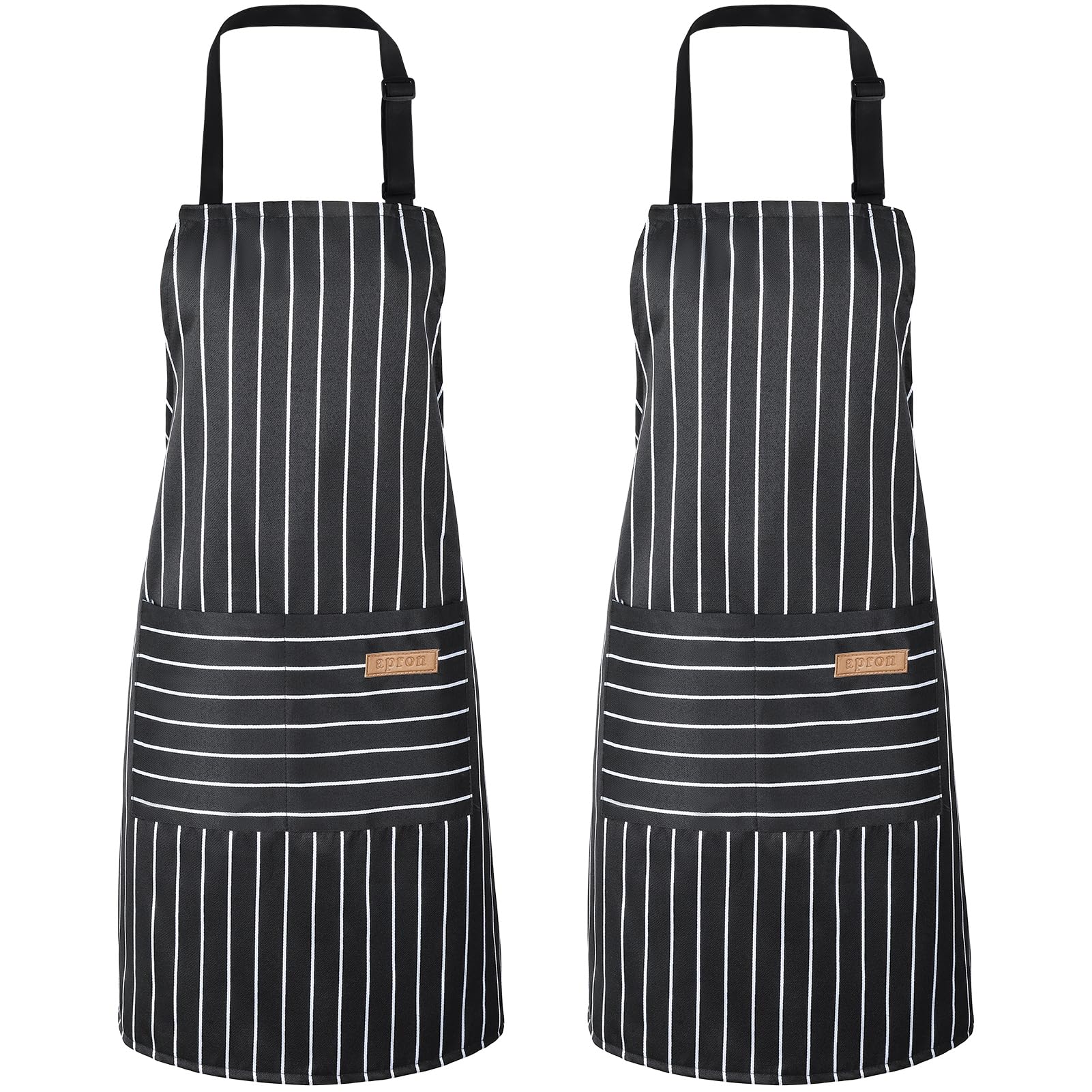 ViEinkaufen 2 Pack Adjustable Kitchen Aprons for Men Women with Pockets, Waterproof Chef Bib Aprons Cooking Apron with 2 Large Pockets for Cooking BBQ, Baking, Cleaning