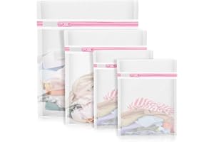 MIAETFH 4Pcs Mesh Laundry Bags, Lingerie Bags for Washing Delicates,Mesh Wash Bags for Toy Storage & Cleaning, Travel Storage Organizer Bag, Dorm Room Essentials (1 Large, 1 Medium, 2 Small) (Fine Net)