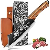 Dragon Cleaver Knife 8" Heavy-Duty Bone Chopper with Gift Box & Leather Sheath – Ultra-Sharp Stainless Steel Chinese Dragon Meat Cleaver for Kitchen, BBQ, Camping & Outdoor Cooking