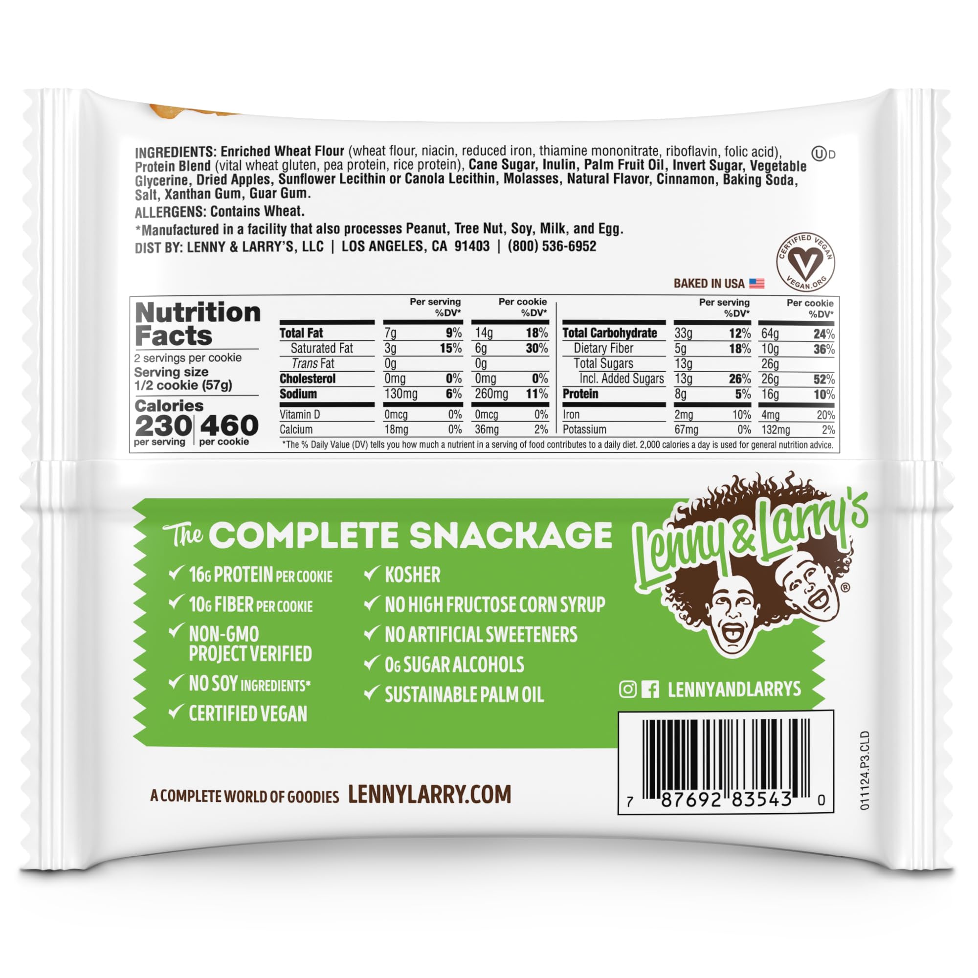 Lenny & Larry's The Complete Cookie, Apple Pie, 16g Plant Protein, Vegan, Non-GMO, 4 Ounce Cookie (Pack of 12)